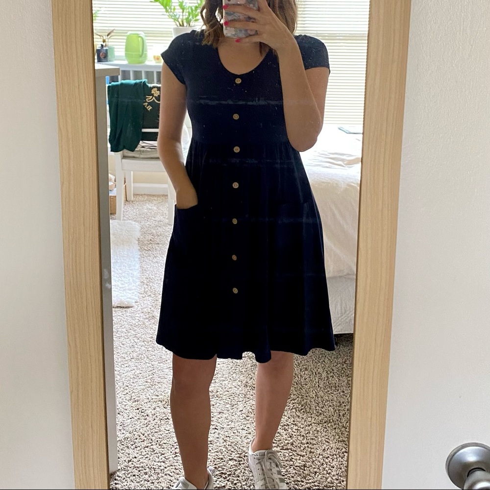 Navy midi dress with pockets